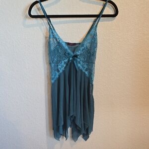Avidlove Teal Blue Lace & Mesh Babydoll Lingerie - Small